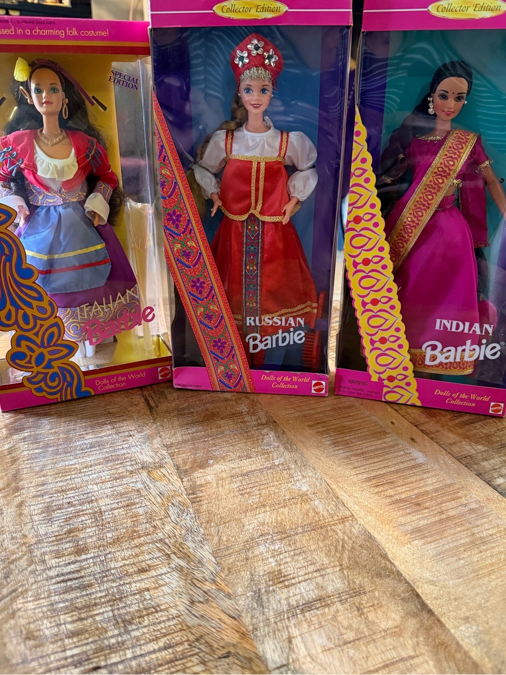Vintage Barbie Dolls of the World Lot of 3 | Italian, Russian & Indian | Boxed